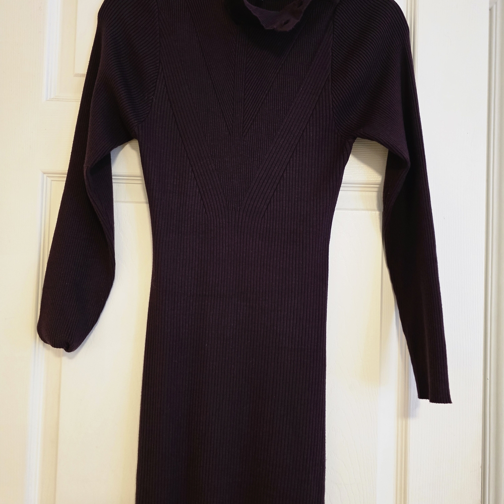 Heartloom Plum Knit Dress with Gold Accents